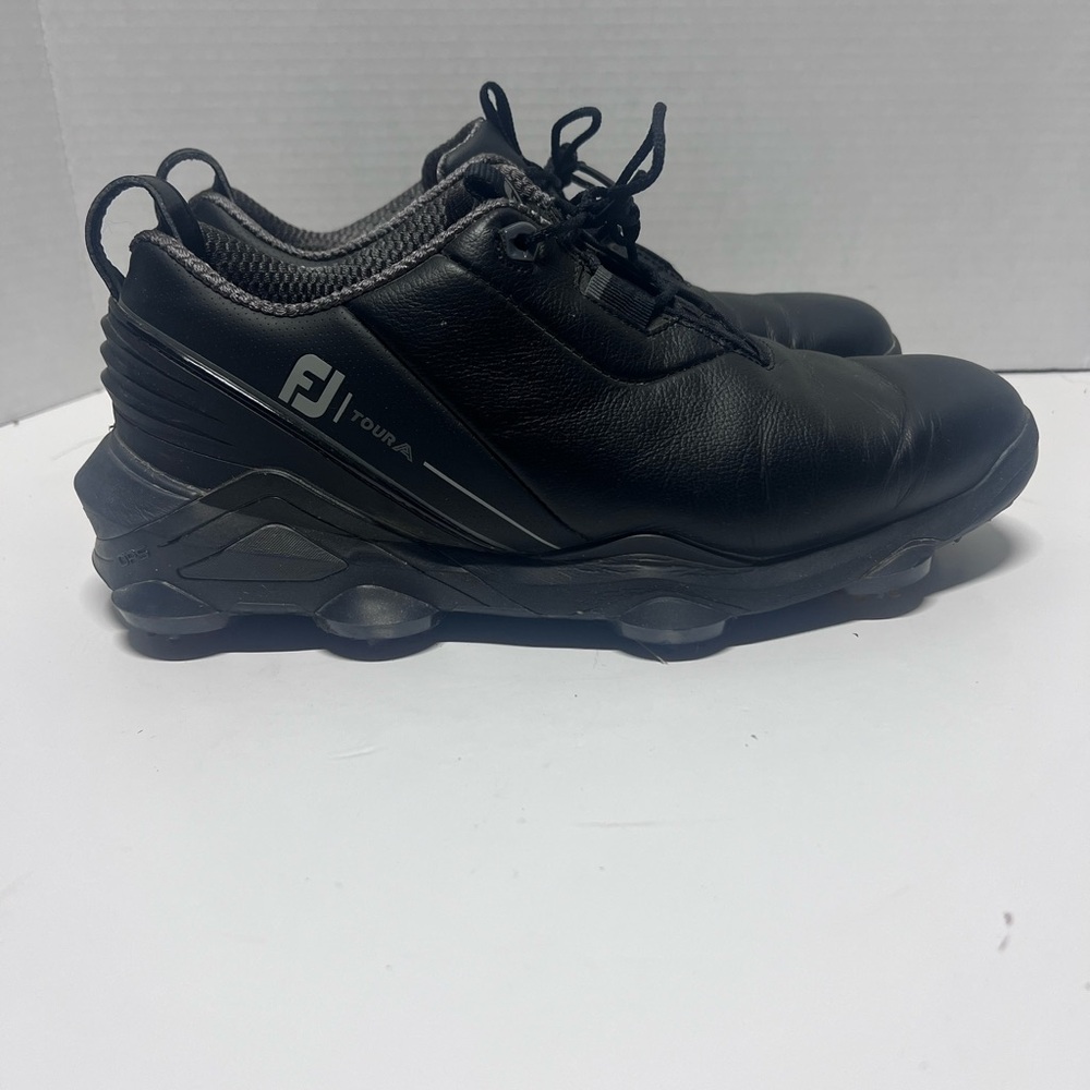 FootJoy Men's Tour Alpha Golf Shoes Black Leather Size 7.5 Wide